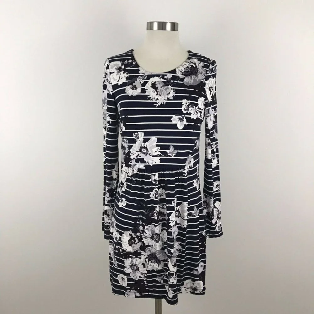 Joules | Dresses | Joules Women 4 Dress Navy White Floral Post Tunic Long Sleeve Short Length Nwt